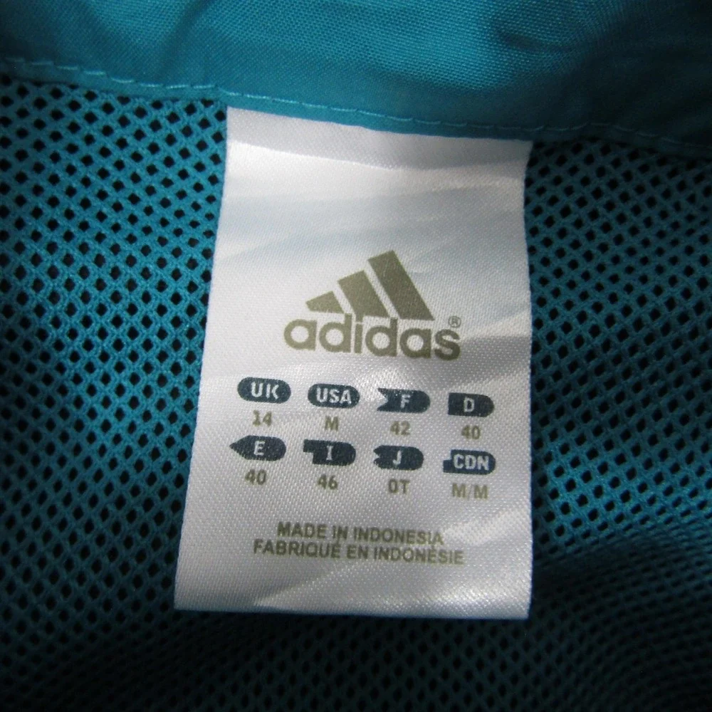 Adidas Track Jacket Mens M Black Blue Full Zip Striped Lightweight Athletic